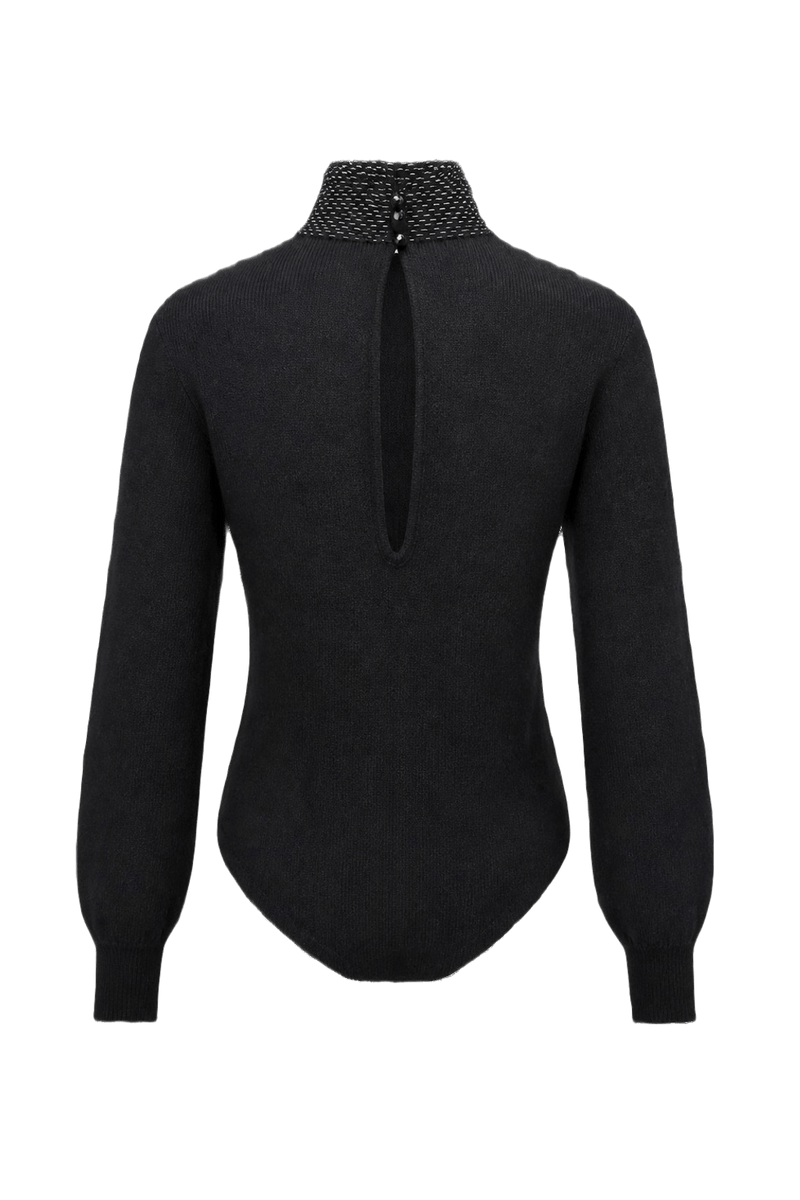 1970s Black Wool Sweater - Back View