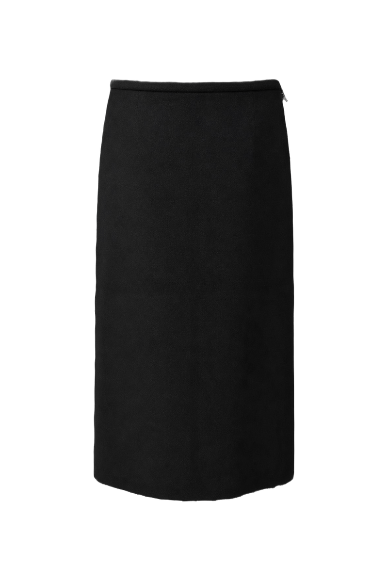 1990s Black Wool Blend Skirt - Back View