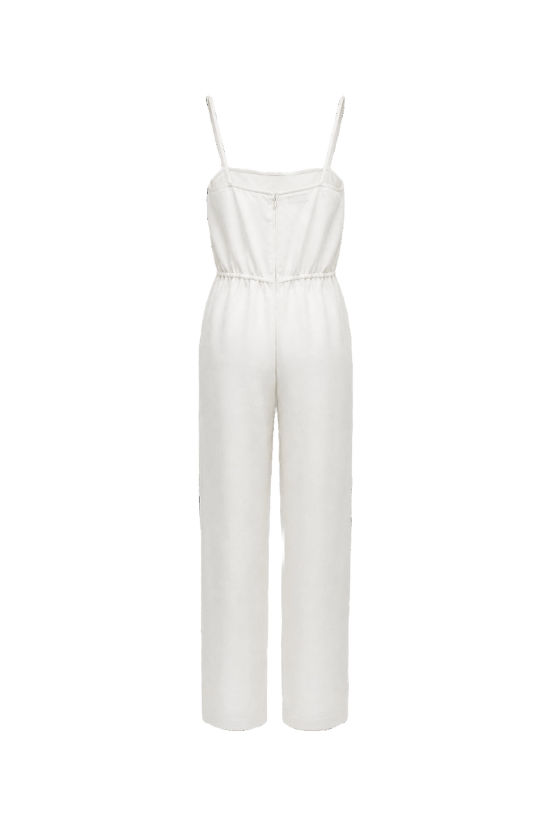 1980s White Cotton Blend Romper - Back View