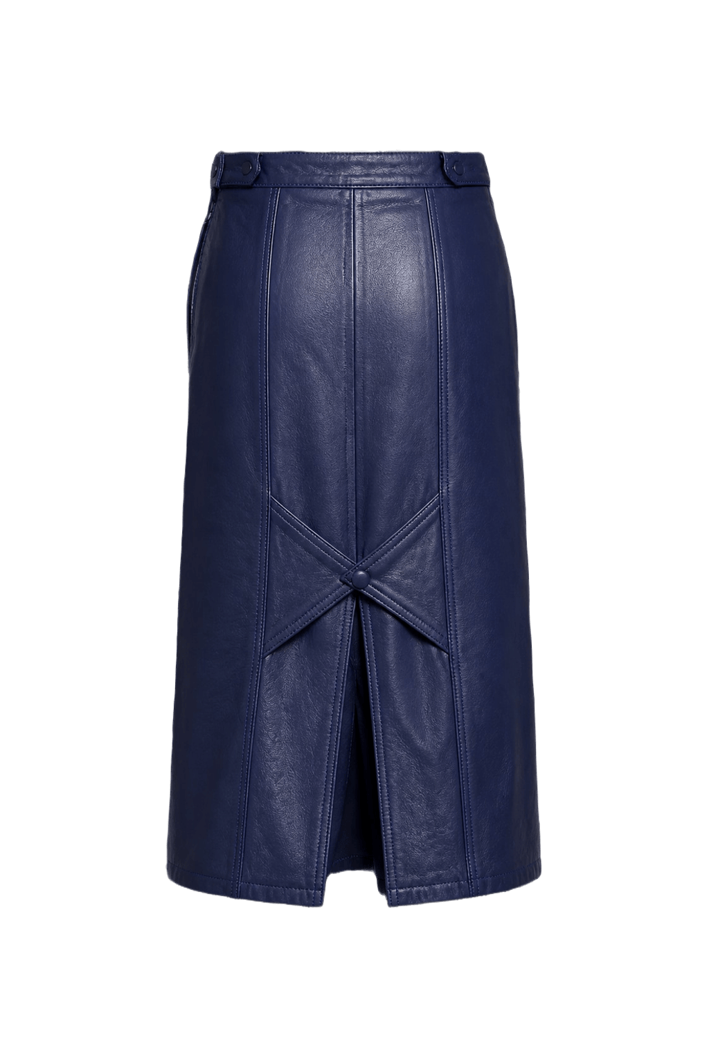 1980s Blue Leather Skirt - Back View