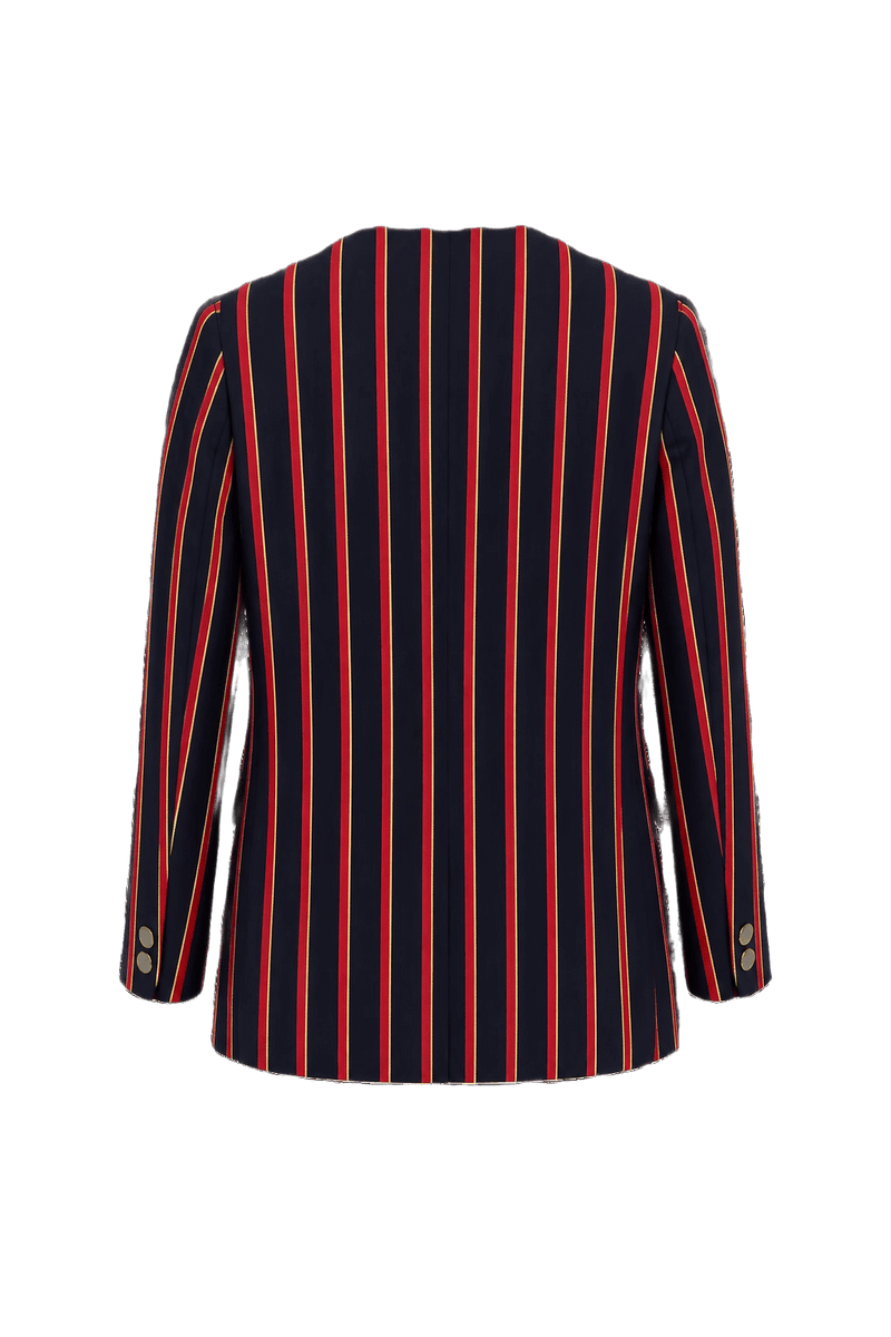 1970s Navy Blue Wool Blazer - Back View