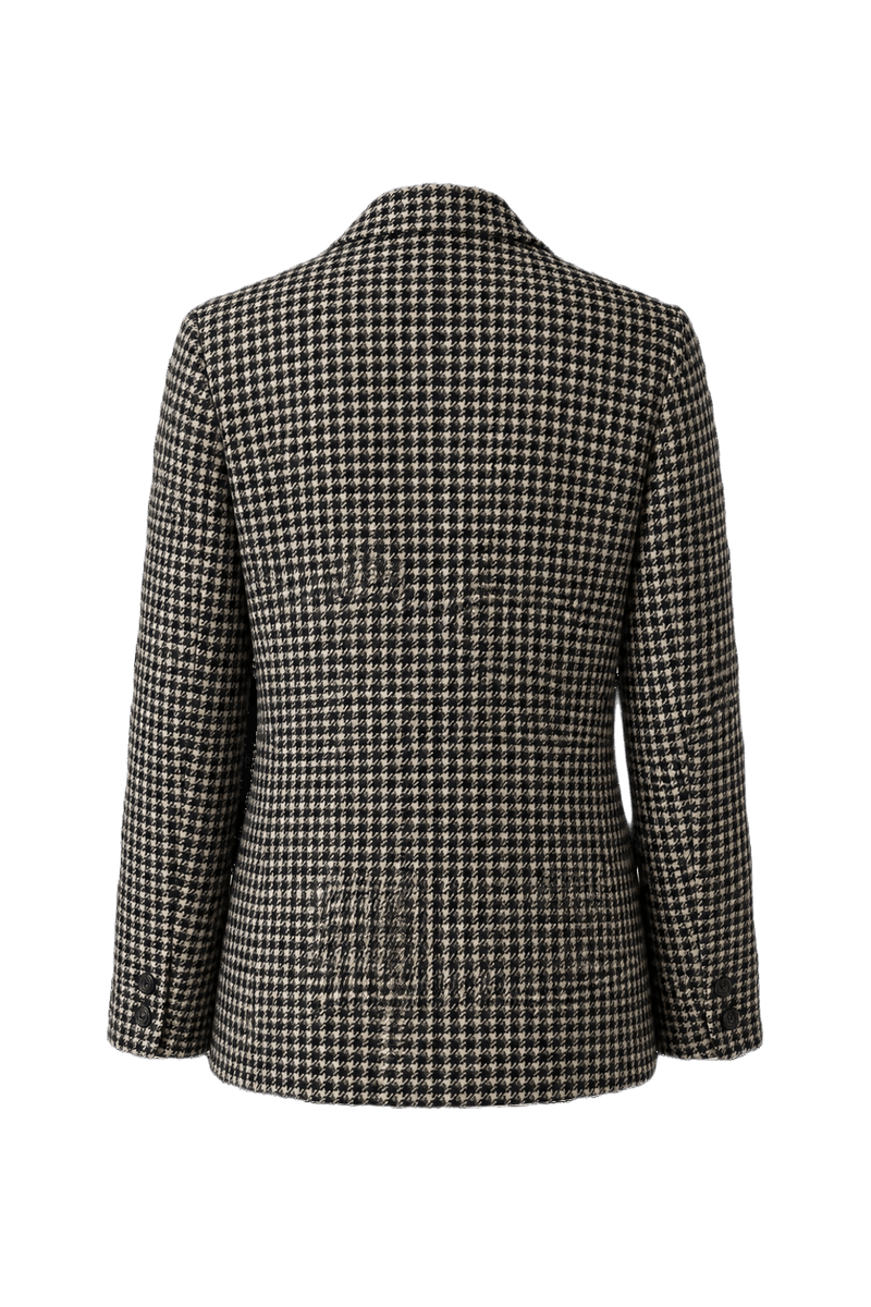 1970s Black and White Wool Blazer - Back View