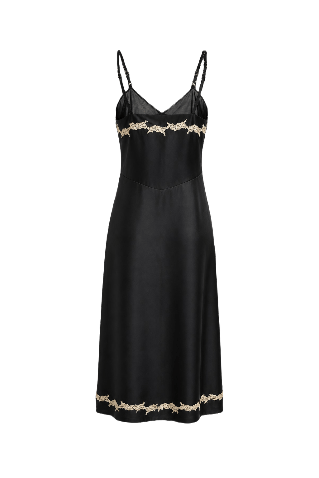 1950s Black Silk Slip Dress - Back View