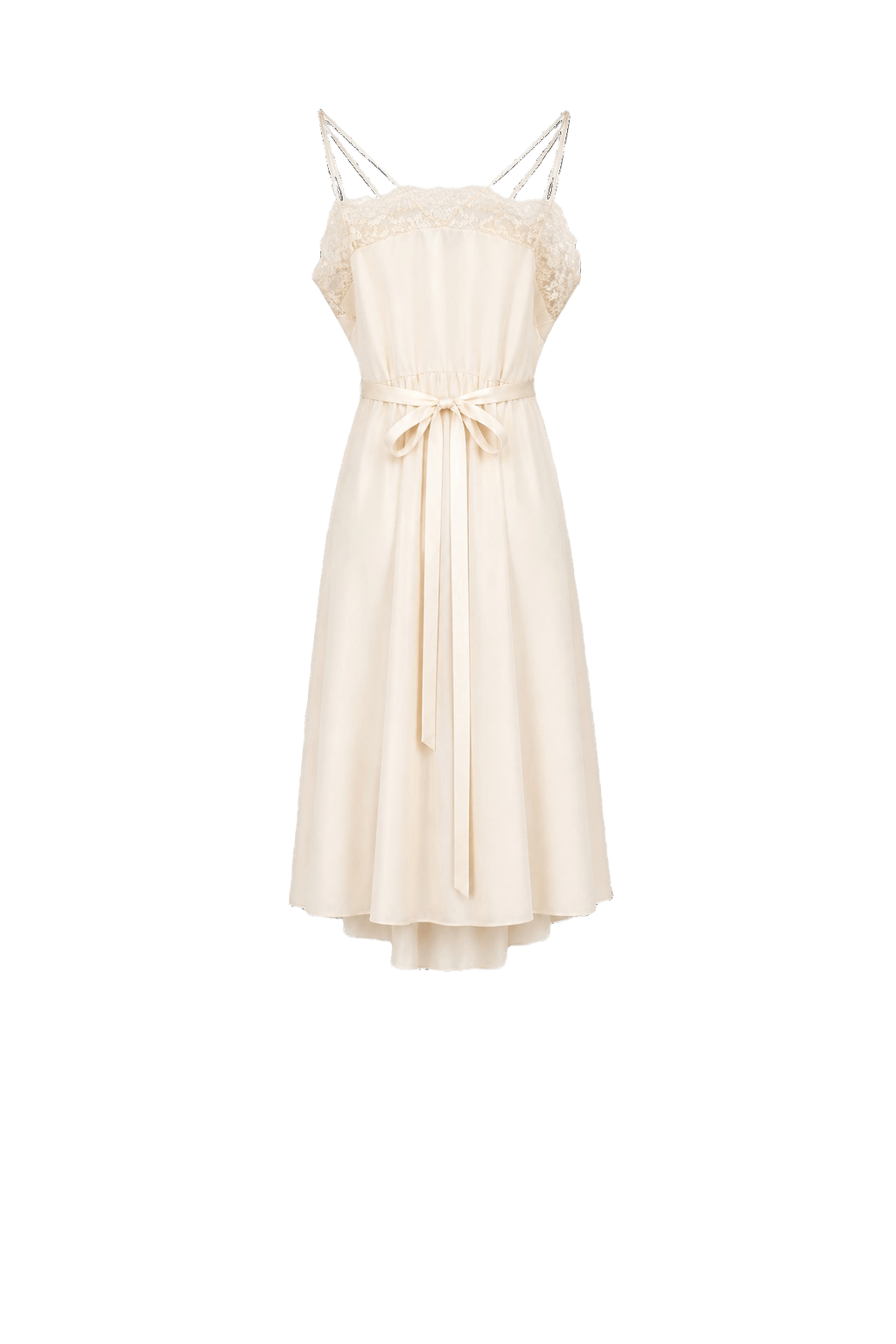 1990s Cream Nylon Slip Dress - Back View