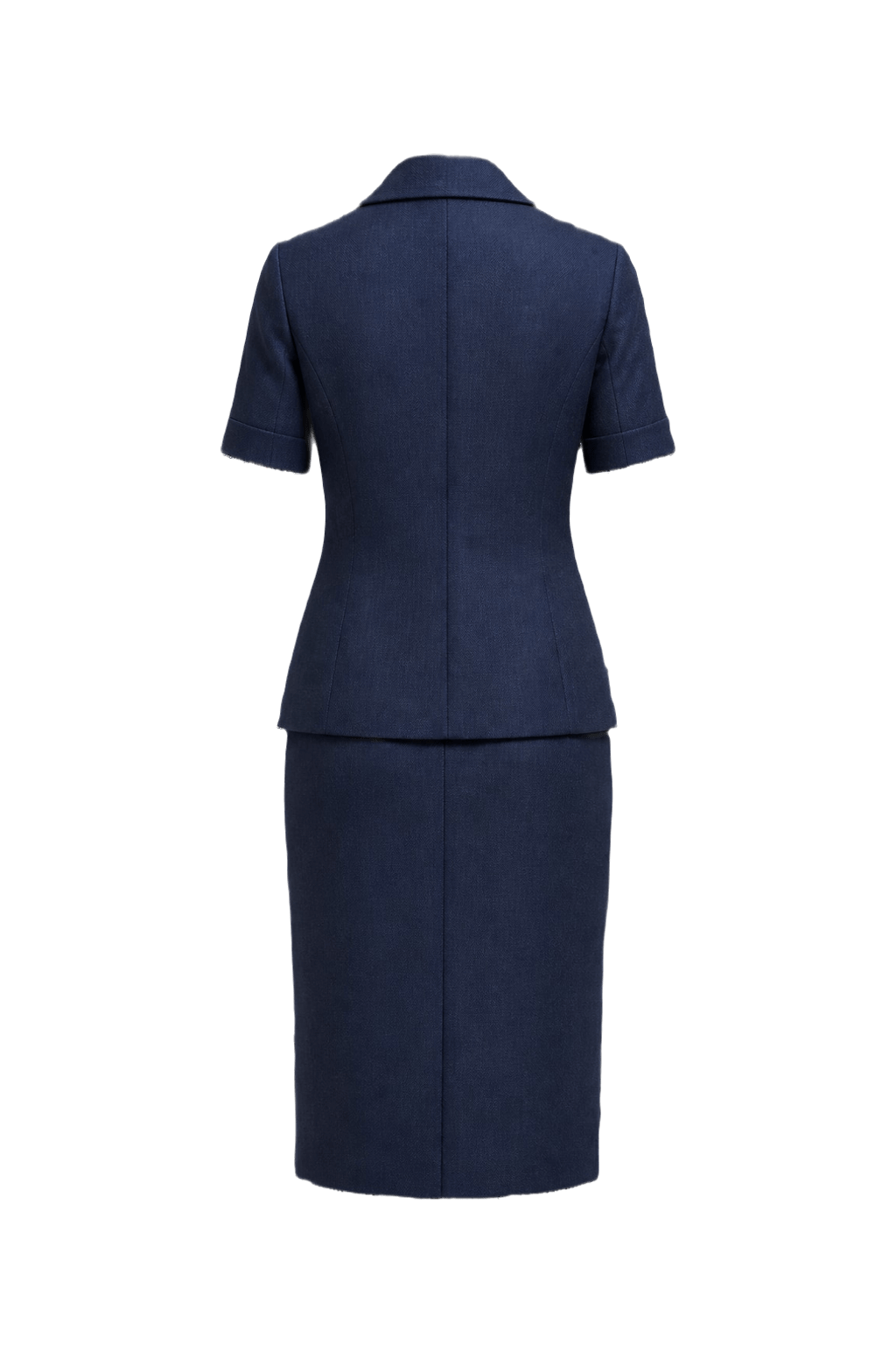1980s Navy Blue Wool Blend Blazer and Skirt Set - Back View