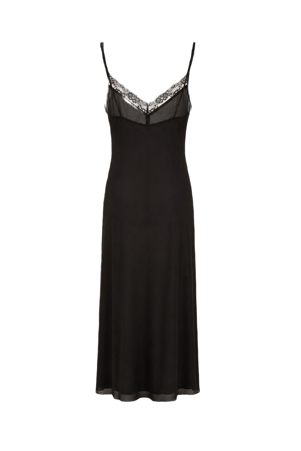 1990s Black Nylon Slip Dress - Back View