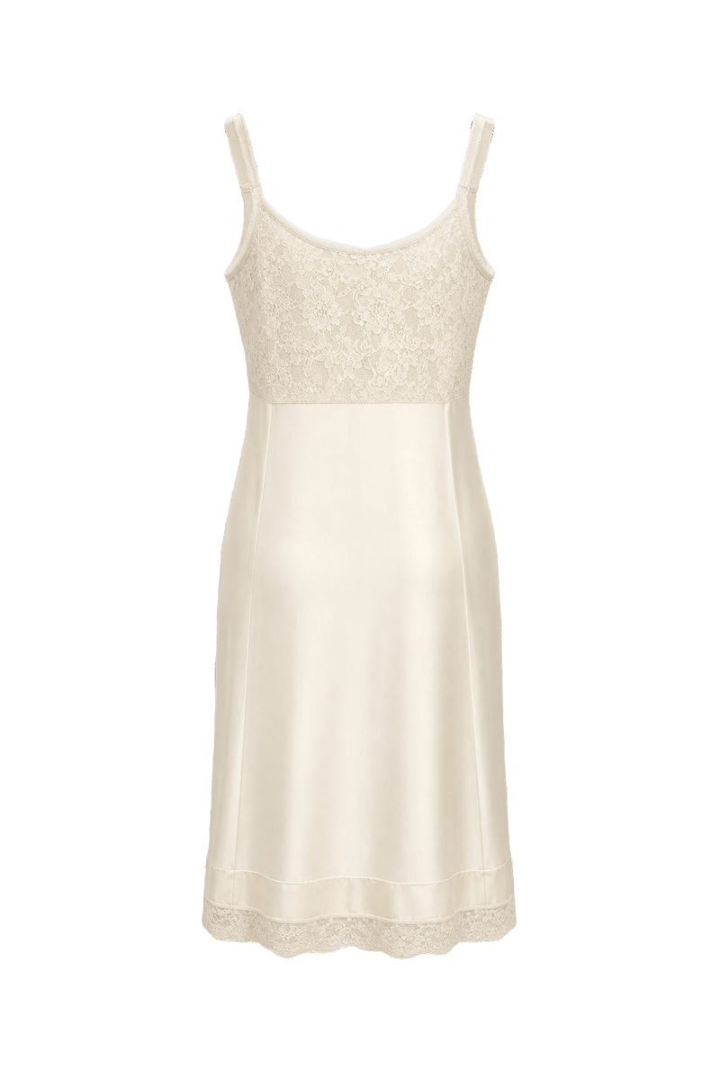 1950s Cream Nylon Slip Dress - Back View