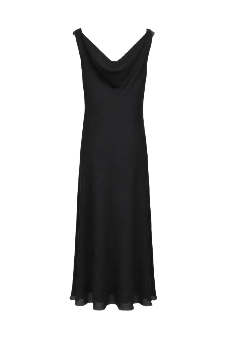 1990s Black Nylon Slip Dress - Back View