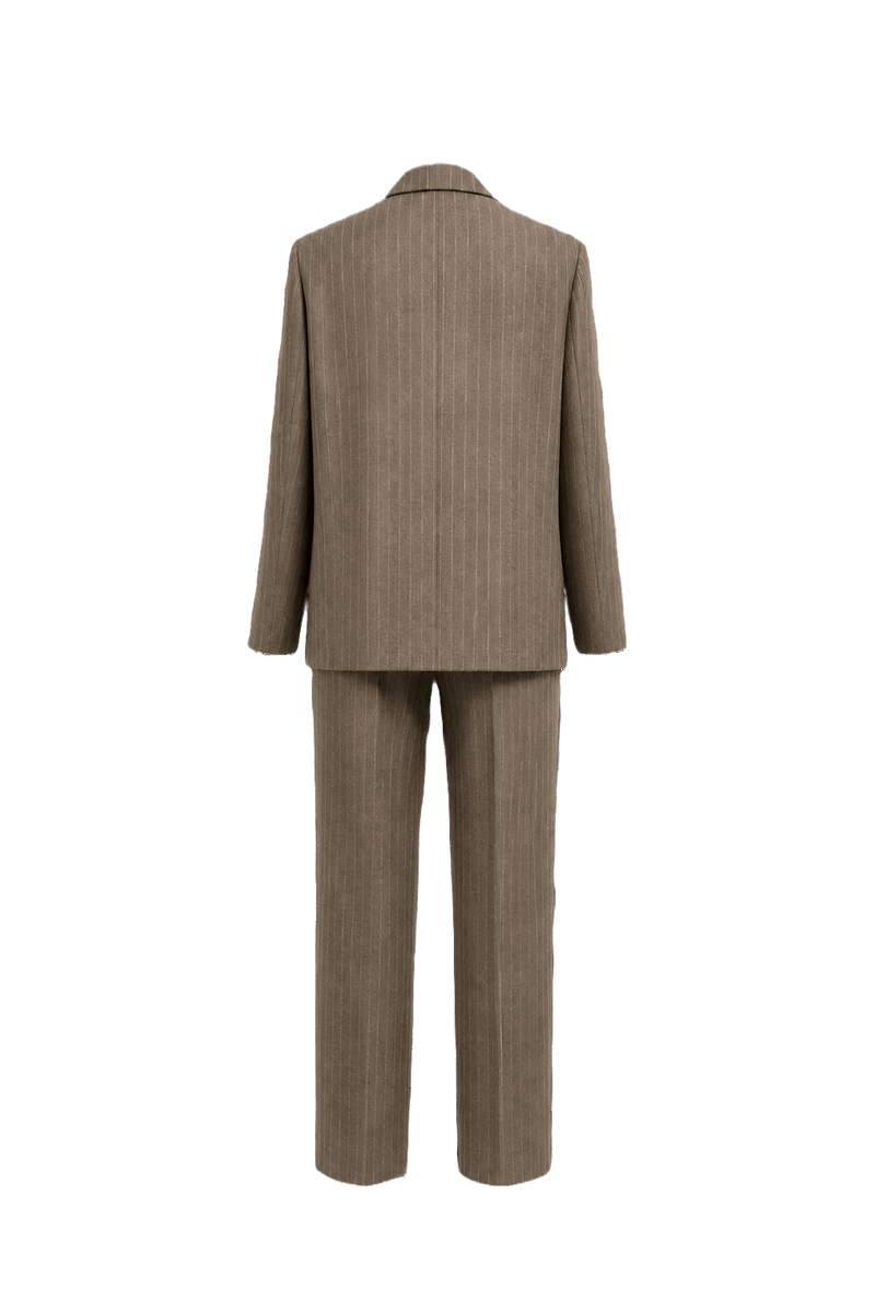 1970s Brown Wool Blend Blazer and Trousers - Back View