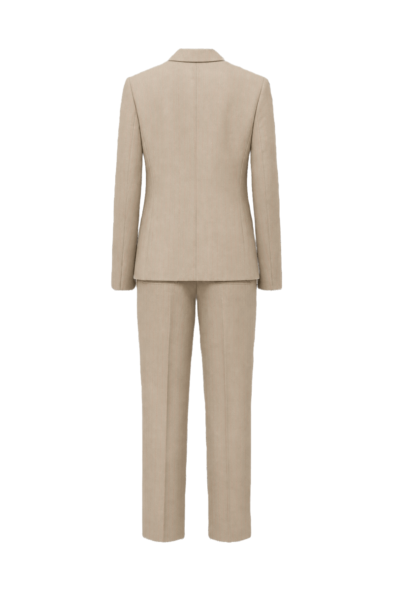1990s Beige Wool Blend Blazer and Trousers Set - Back View