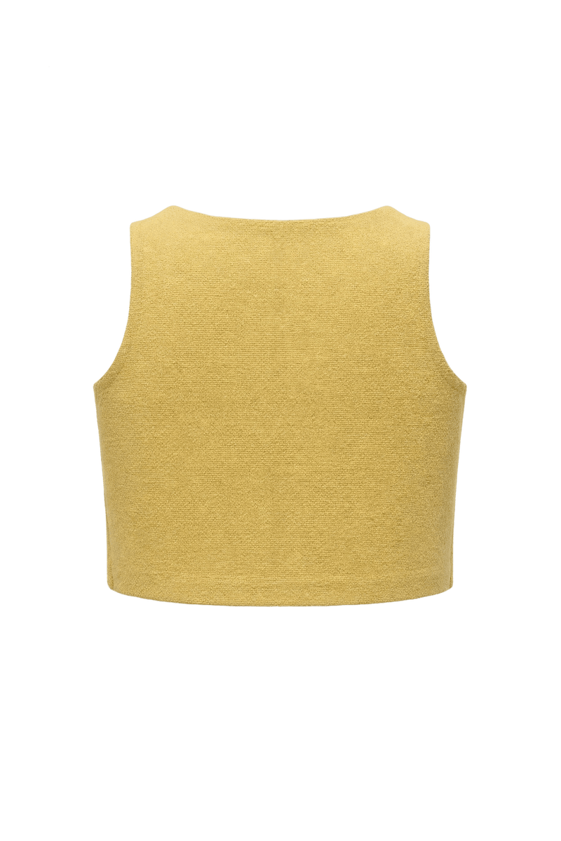 1960s Yellow Wool Blend Vest - Back View