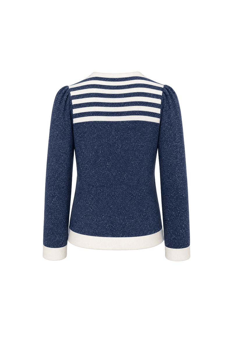 1980s Navy Blue Wool Blend Sweater - Back View
