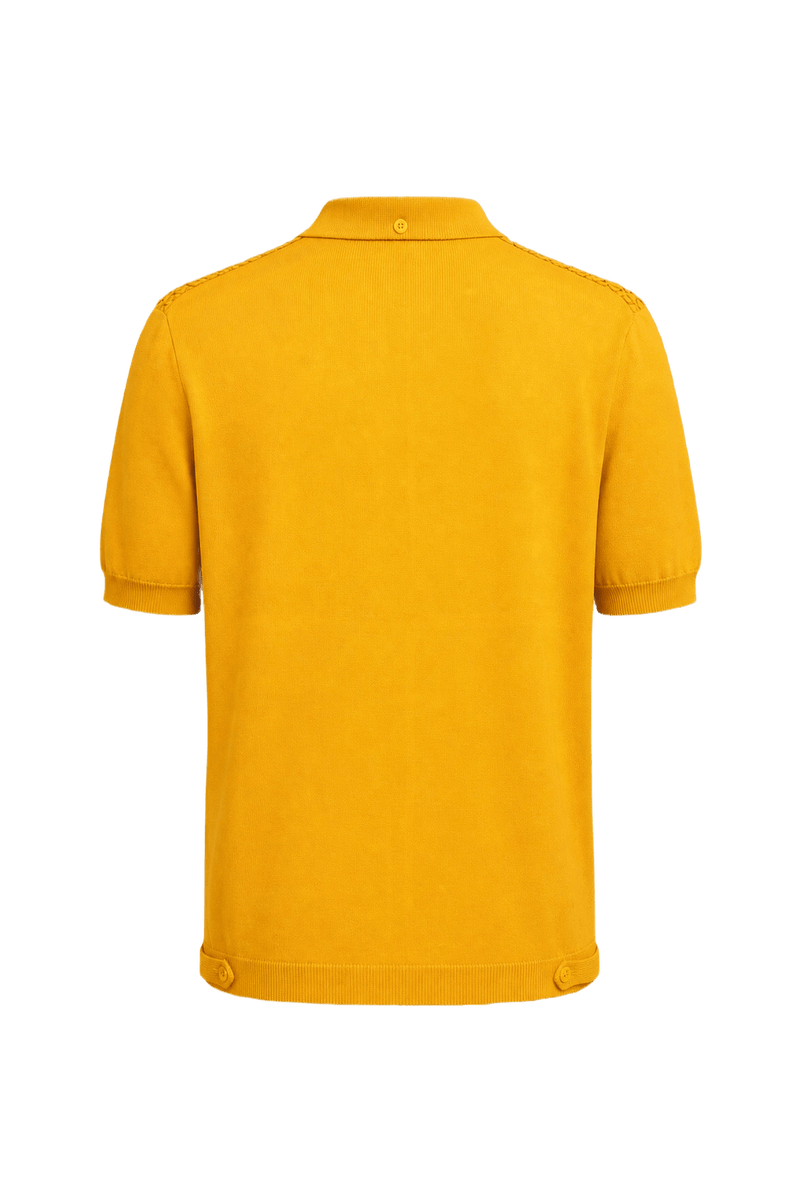 1970s Mustard Yellow Cotton Blend Polo - Back View