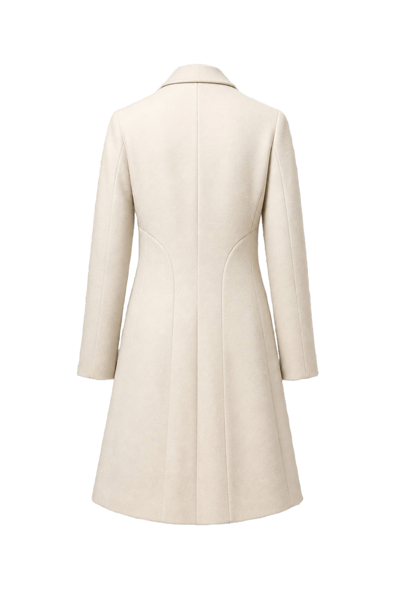1990s Cream Wool Coat - Back View