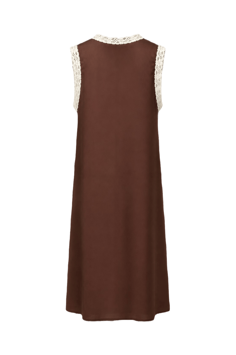 1960s Brown Nylon Sleeveless Dress - Back View