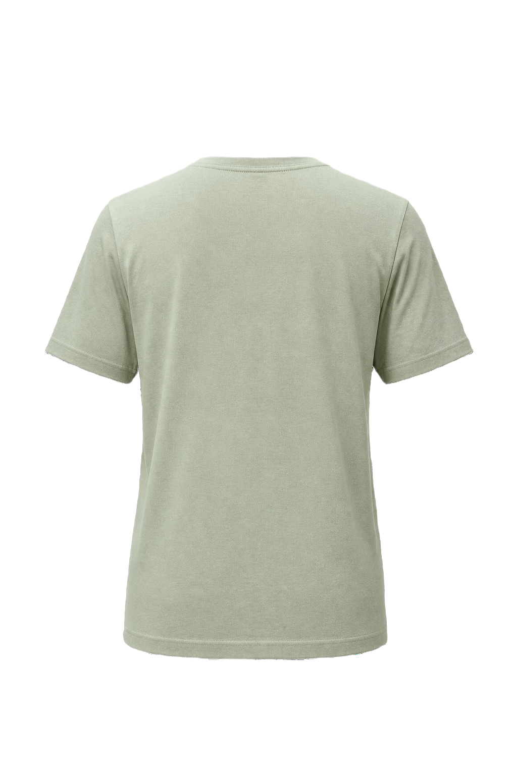 A light green cotton t-shirt featuring a classic crew neck and short sleeves. Th - Back View