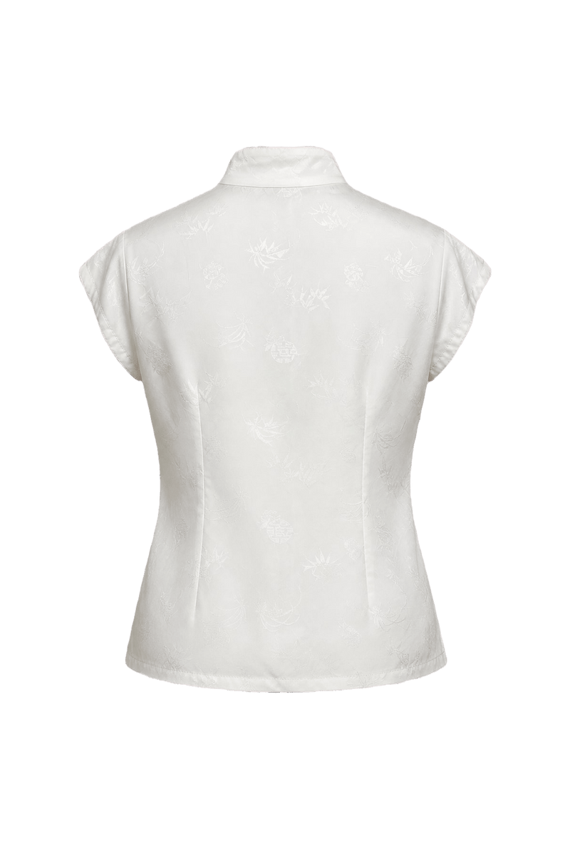 1950s Ivory Silk Blouse - Back View