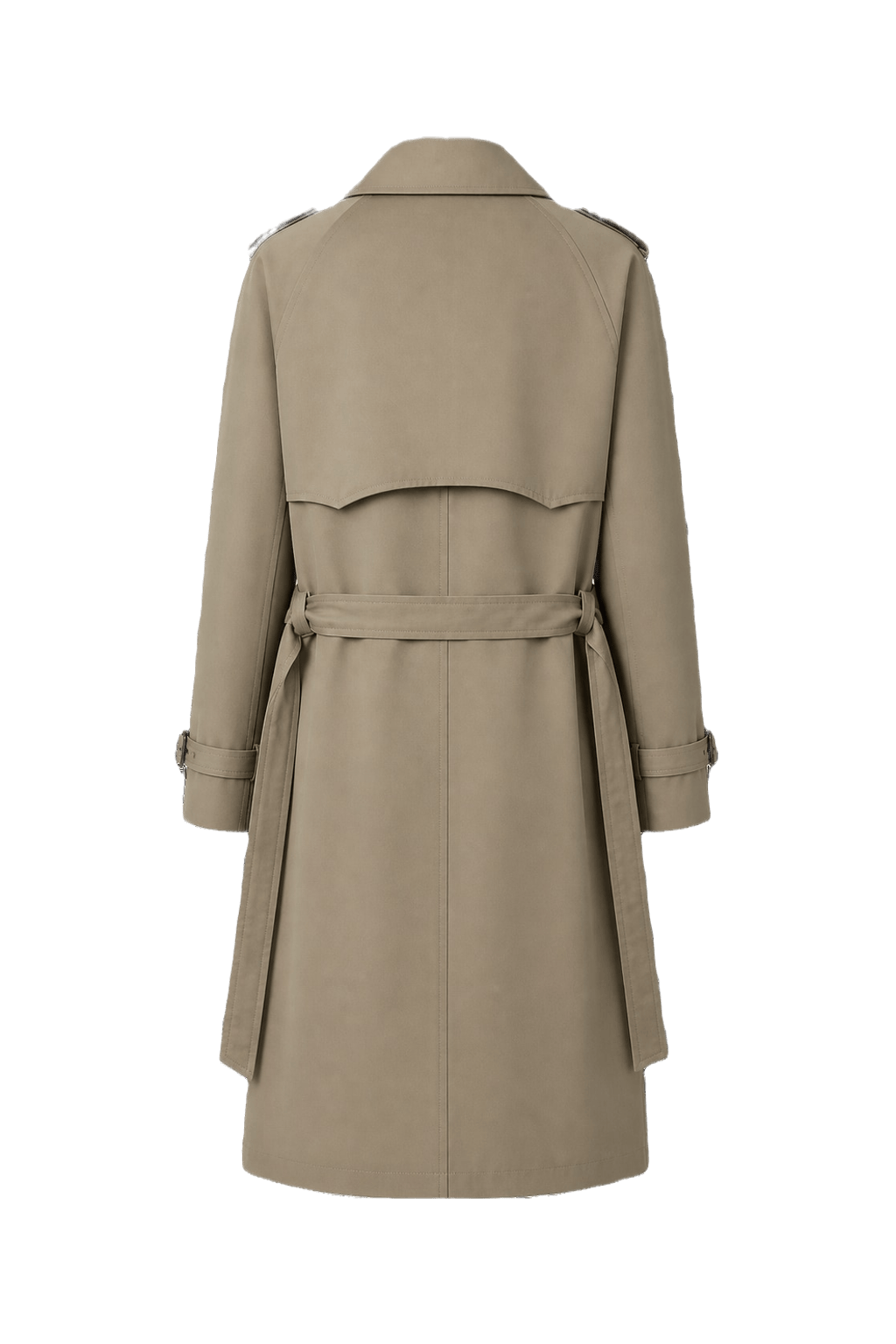 1980s Khaki Cotton Blend Trench Coat - Back View