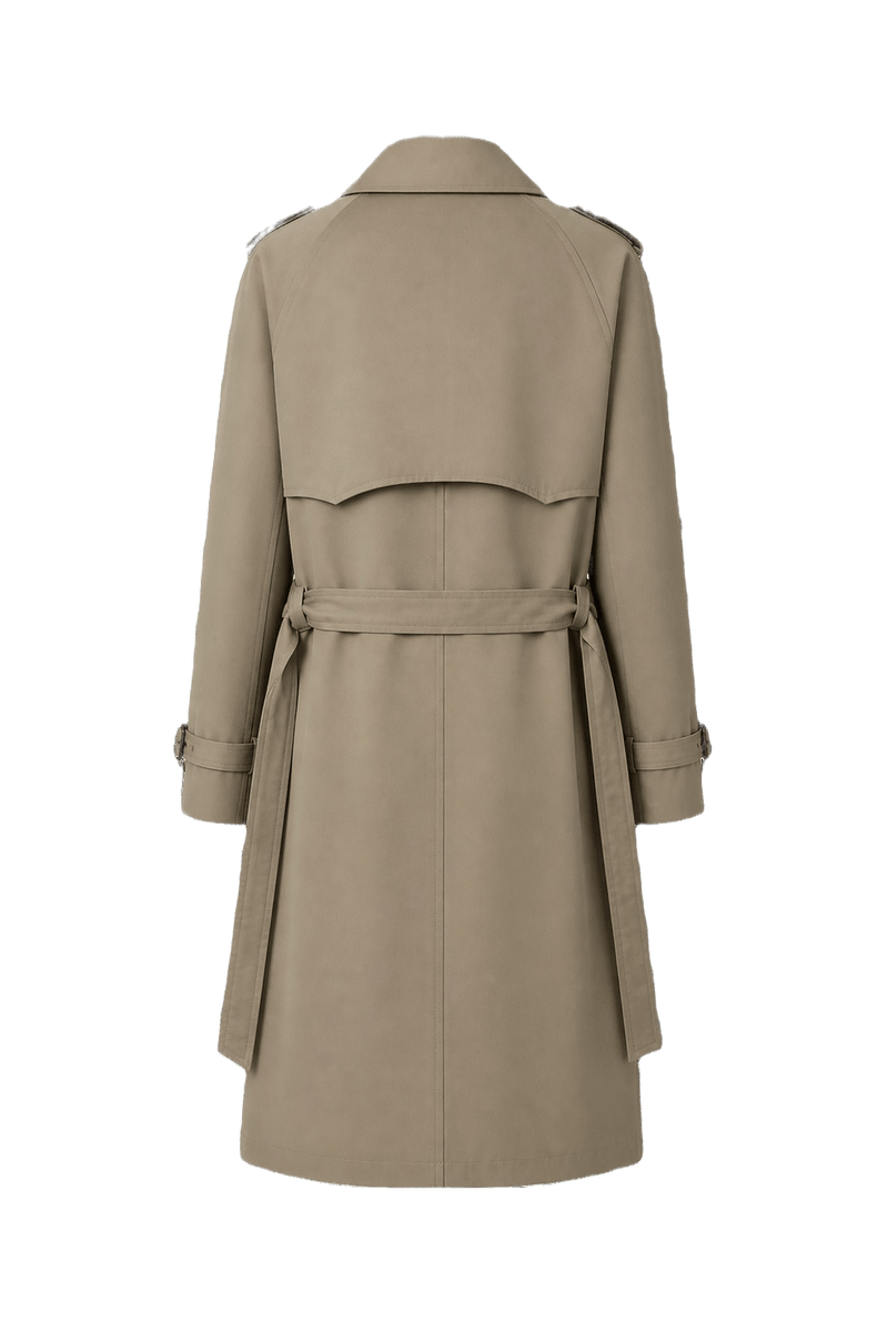 1980s Khaki Cotton Blend Trench Coat - Back View