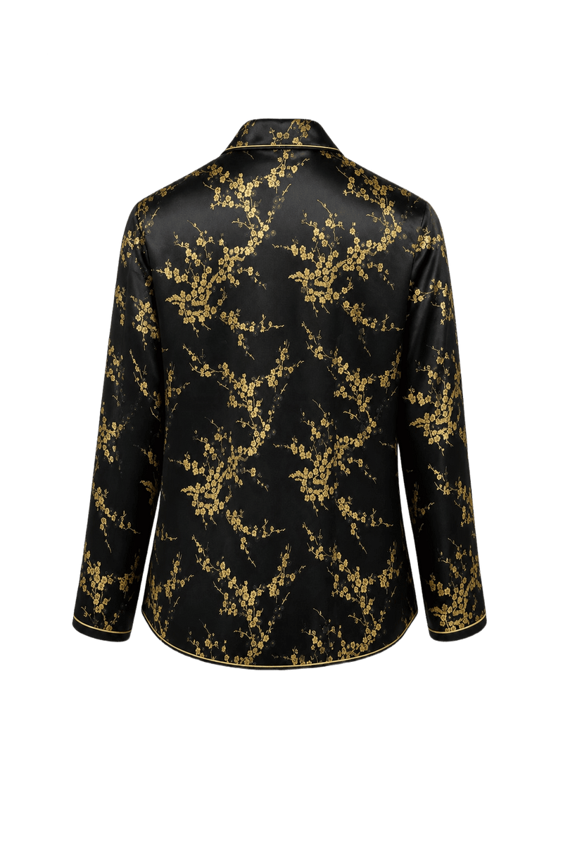 1990s Black Silk Blend Blouse - Back View