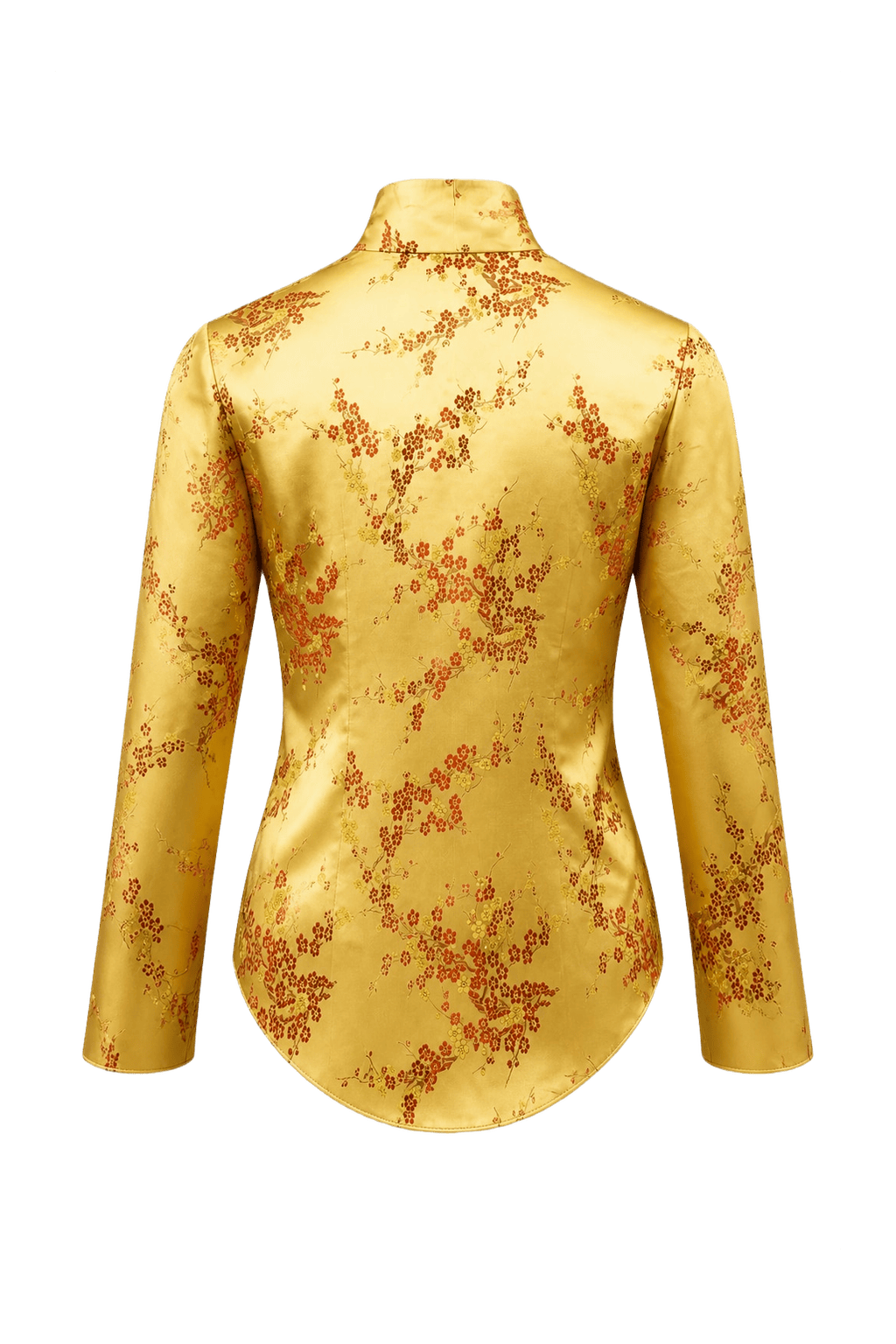 1970s Gold Satin Blouse - Back View