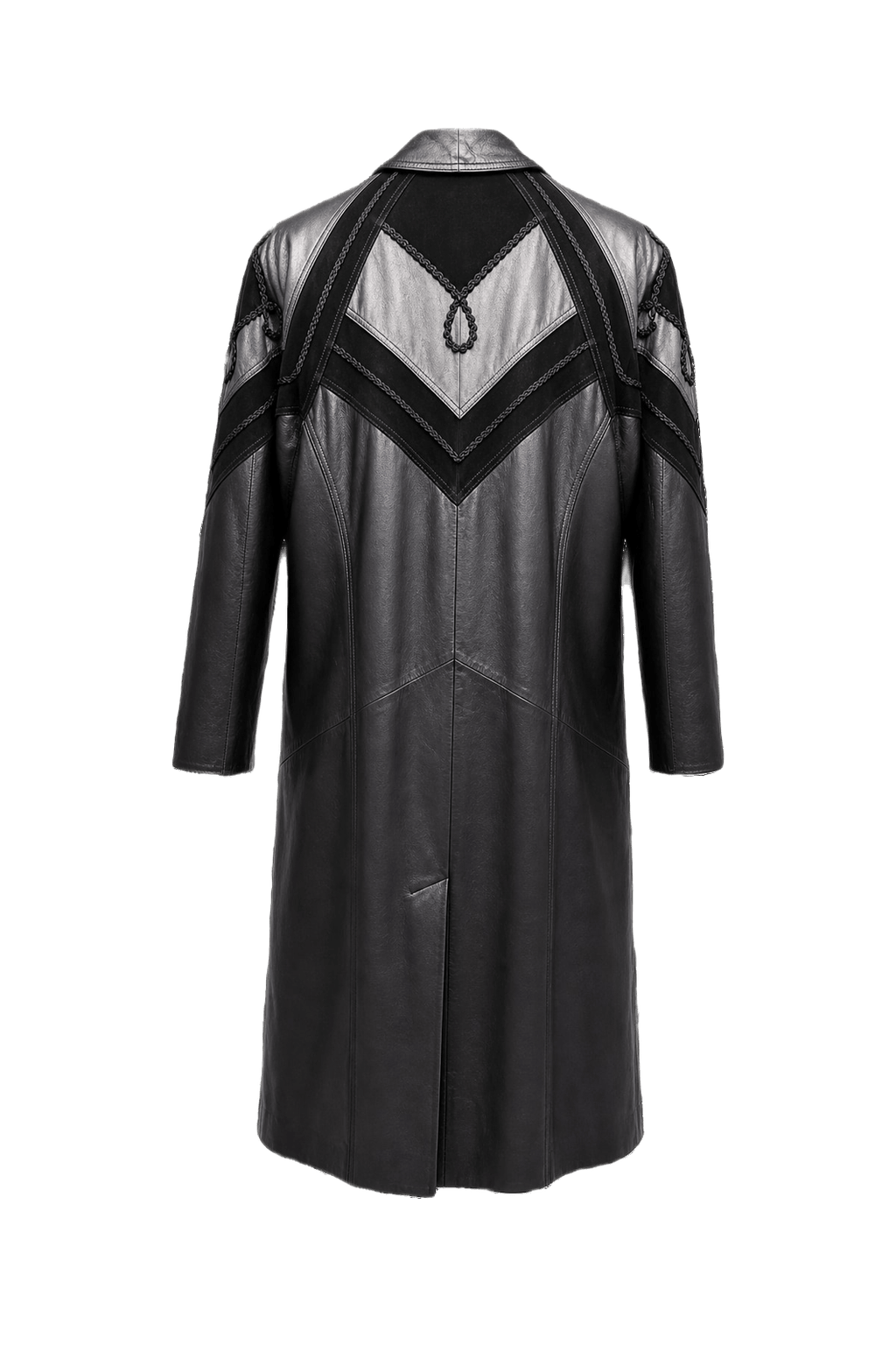 1990s Black Leather Coat - Back View