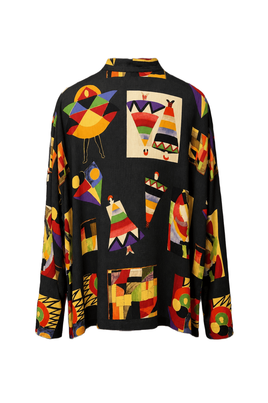 1990s Black Rayon Blouse - Back View