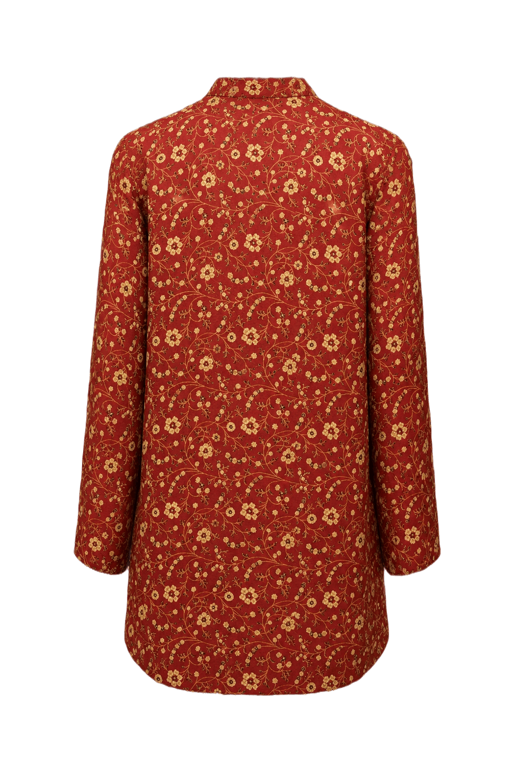 1990s Rust Red Silk Tunic - Back View