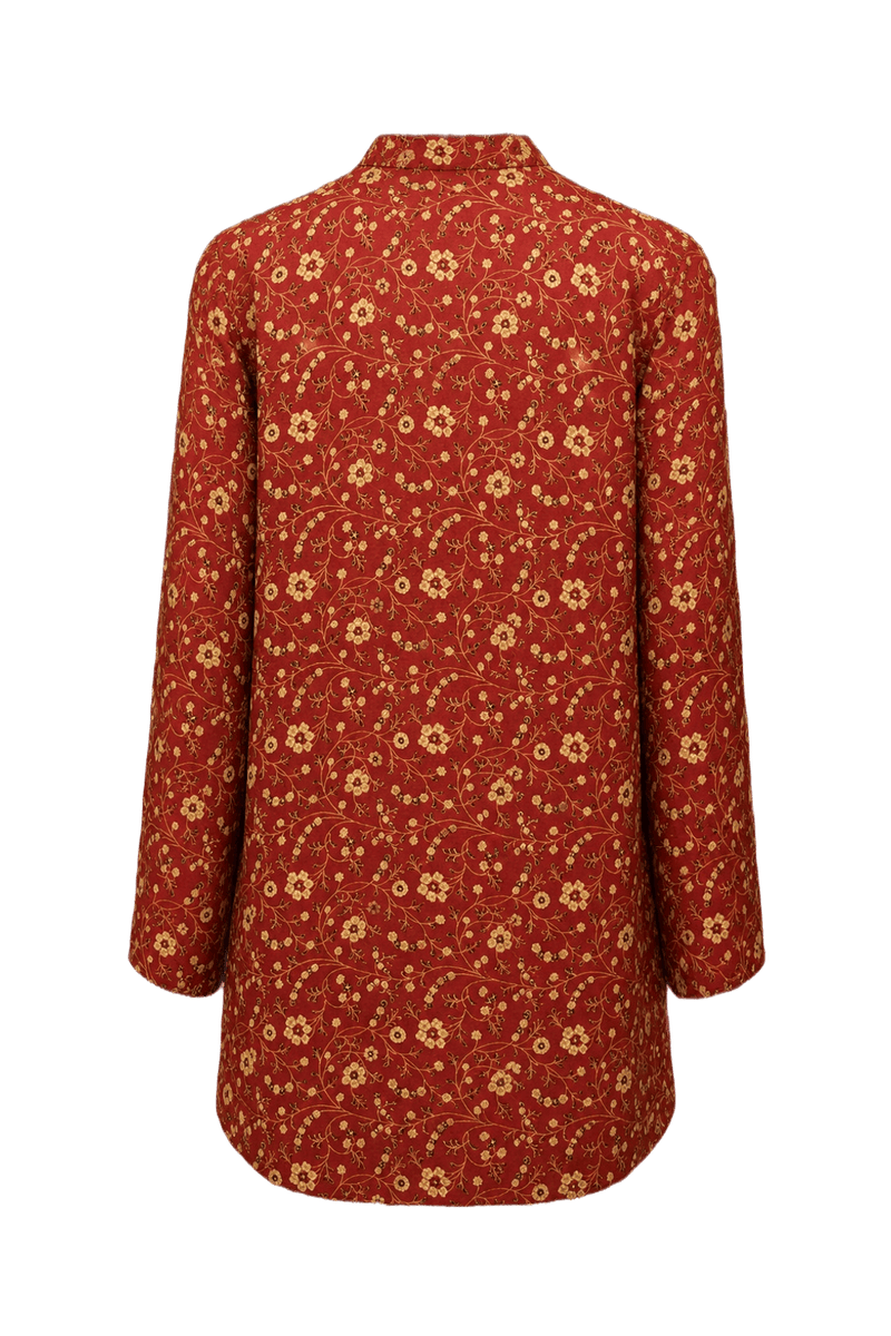 1990s Rust Red Silk Tunic - Back View