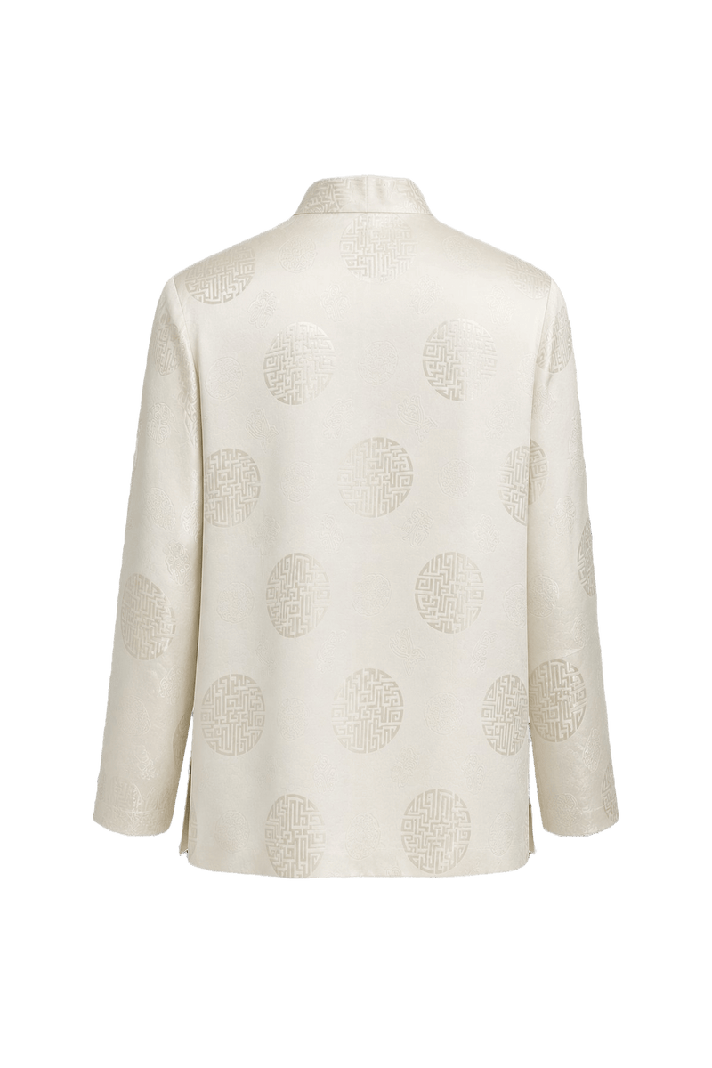 1980s Cream Silk Shirt - Back View