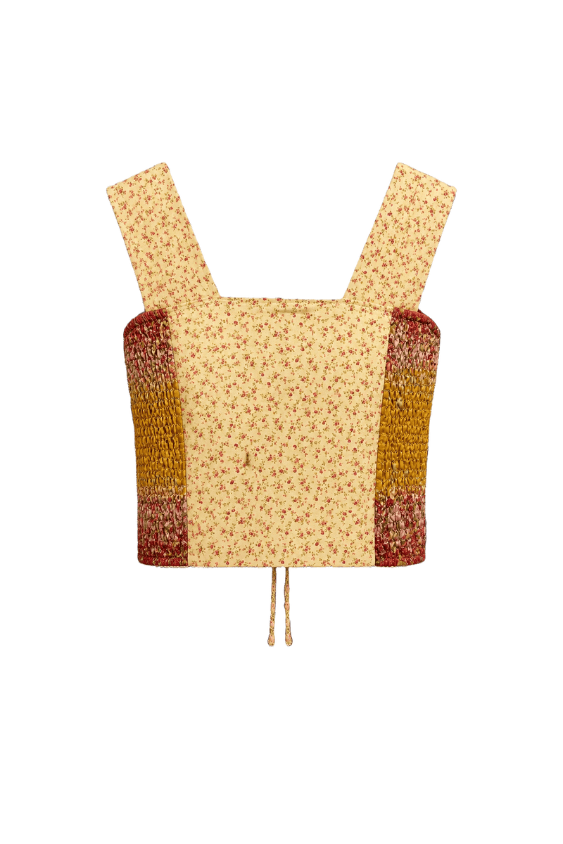 1980s Yellow Cotton Vest - Back View