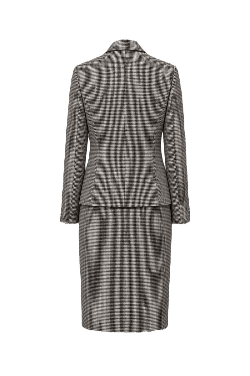 1980s Black and White Houndstooth Skirt Suit - Back View