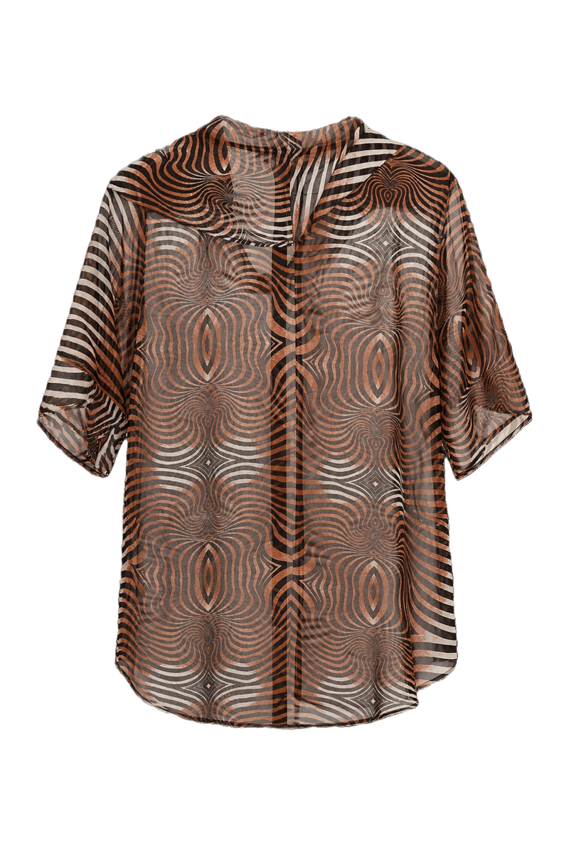 1990s Orange Polyester Blouse - Back View