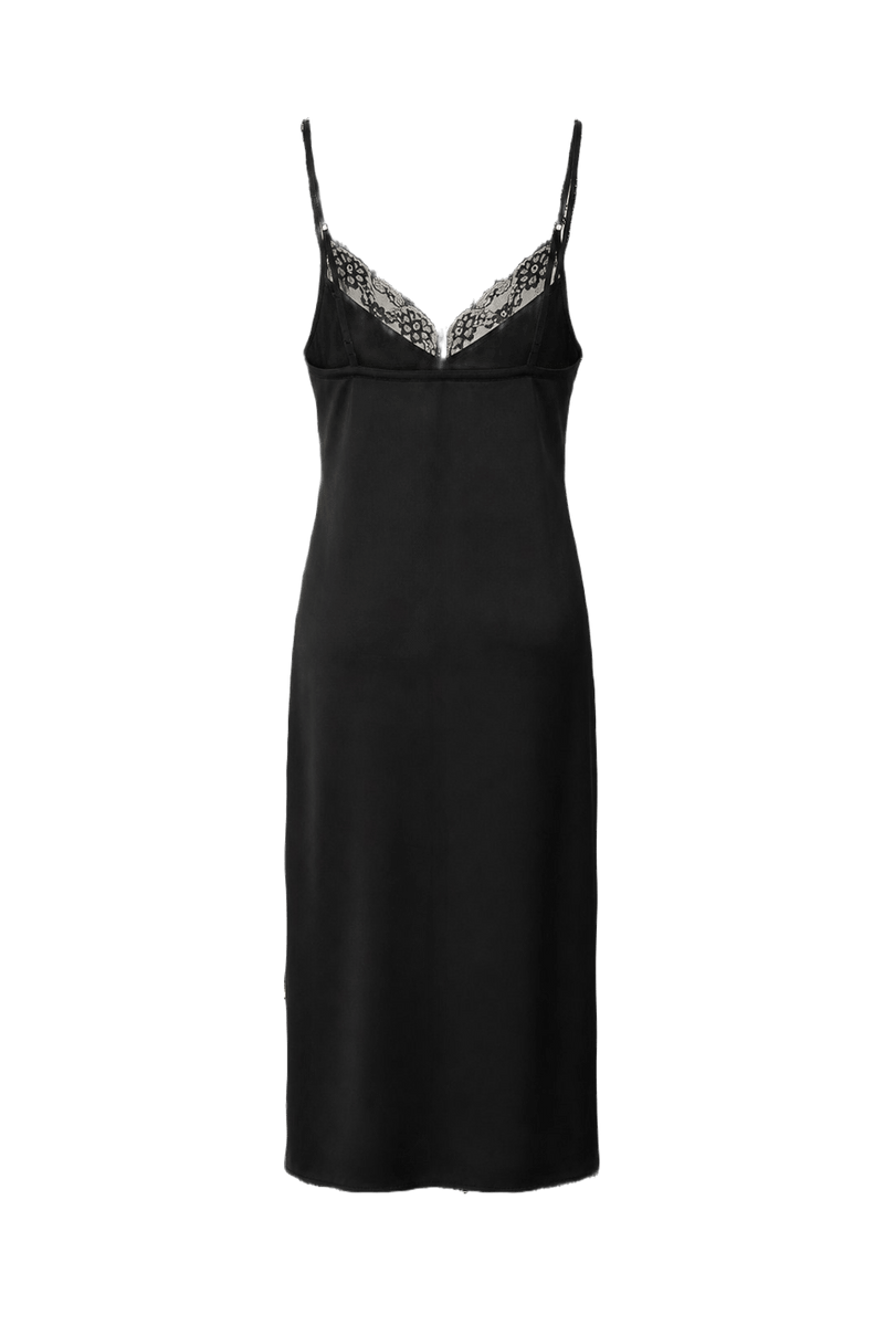 1990s Black Satin Slip Dress - Back View