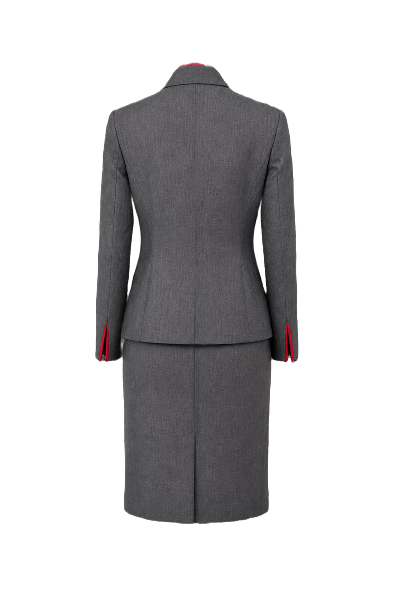1990s Gray Wool Blend Skirt Suit - Back View