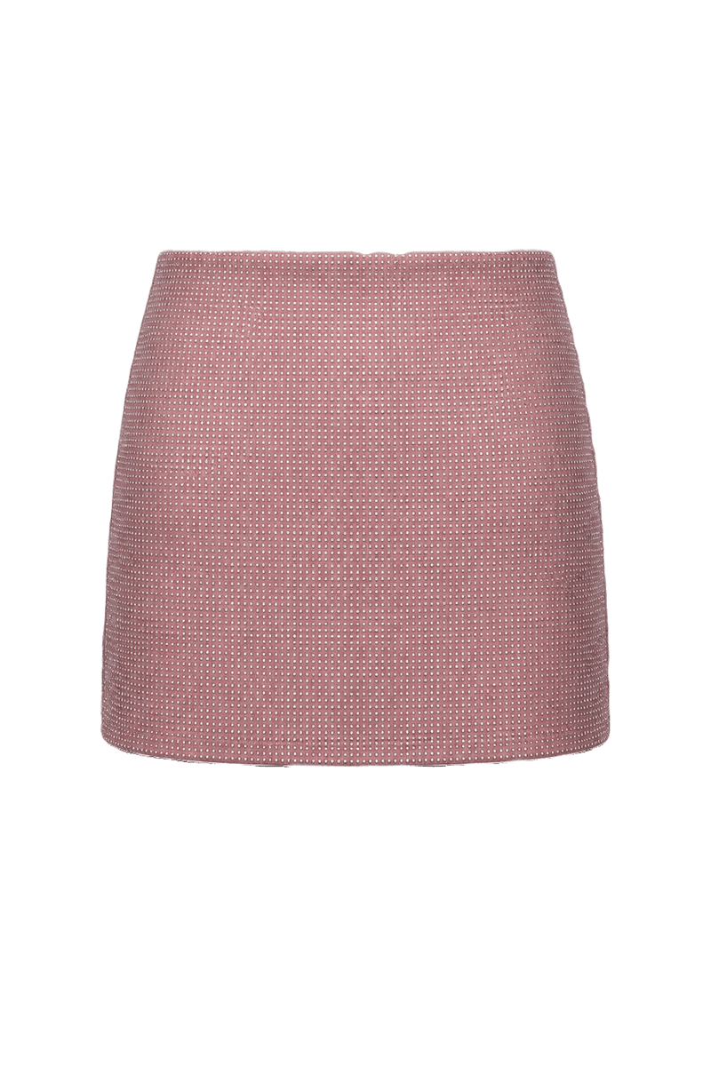 1990s Dusty Rose Pink Polyester Blend Skirt - Back View