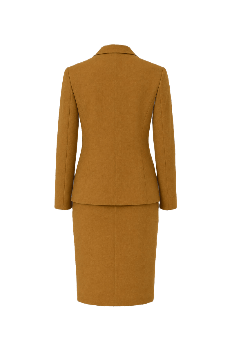 1980s Mustard Wool Blend Skirt Suit - Back View