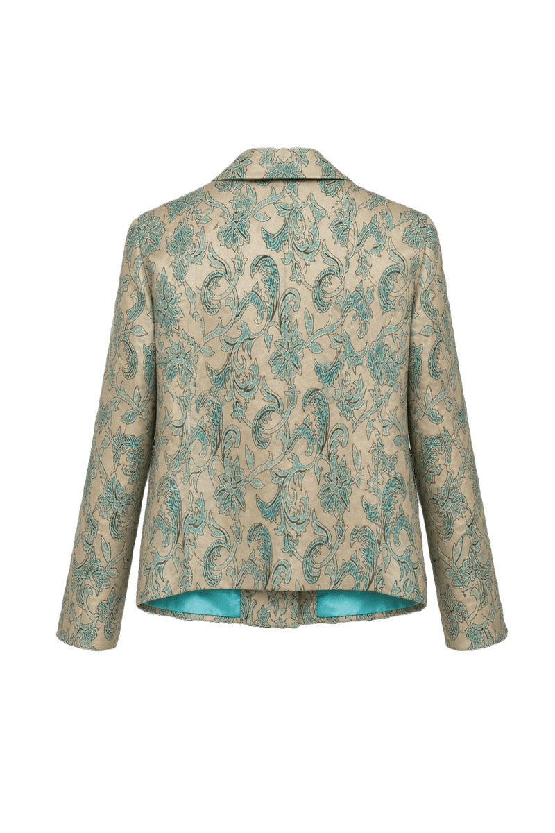 1980s Beige Silk Blend Jacket - Back View