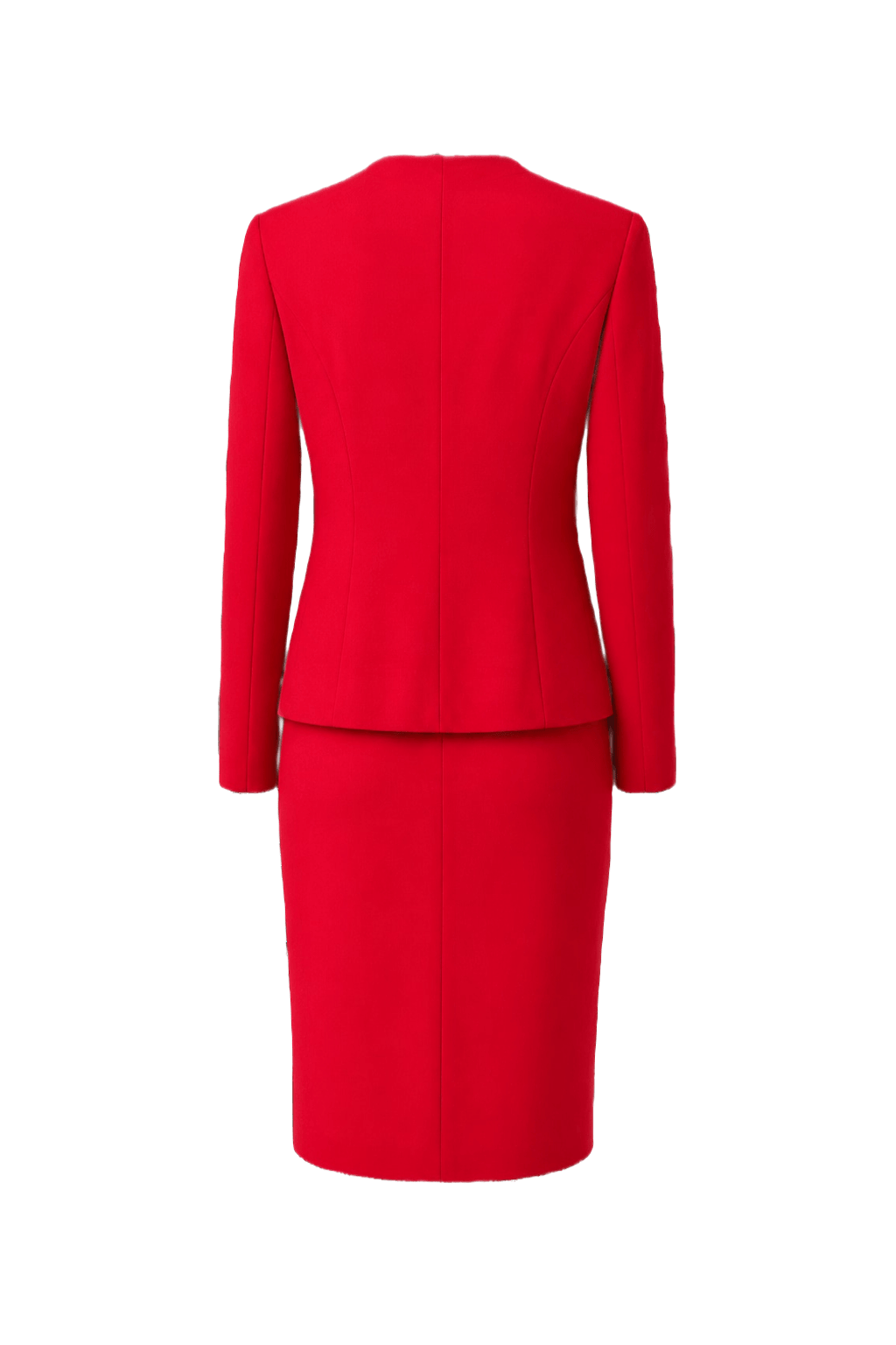 1980s Bright Red Wool Skirt Suit - Back View
