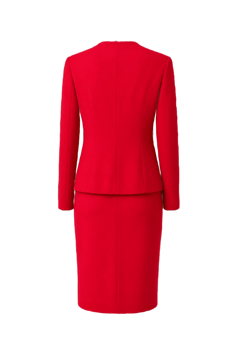 1980s Bright Red Wool Skirt Suit - Back View