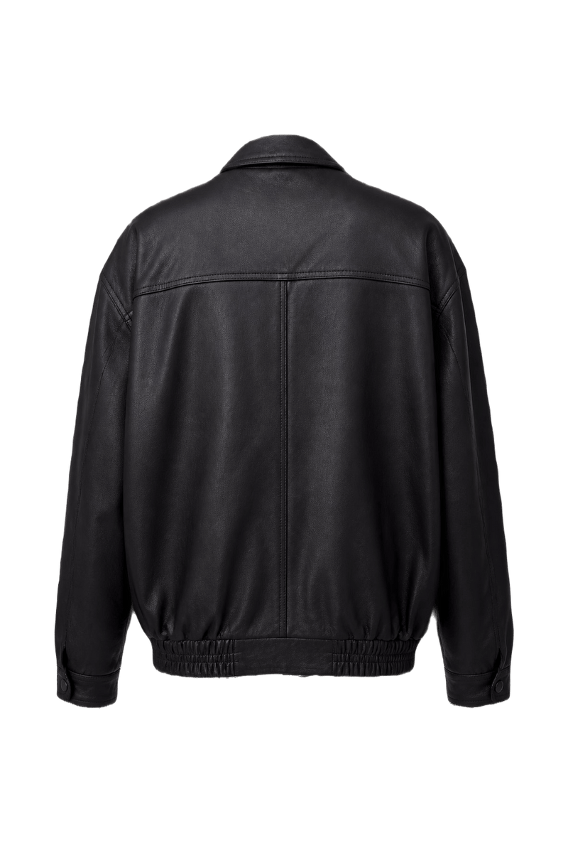 1980s Black Leather Leather Jacket - Back View