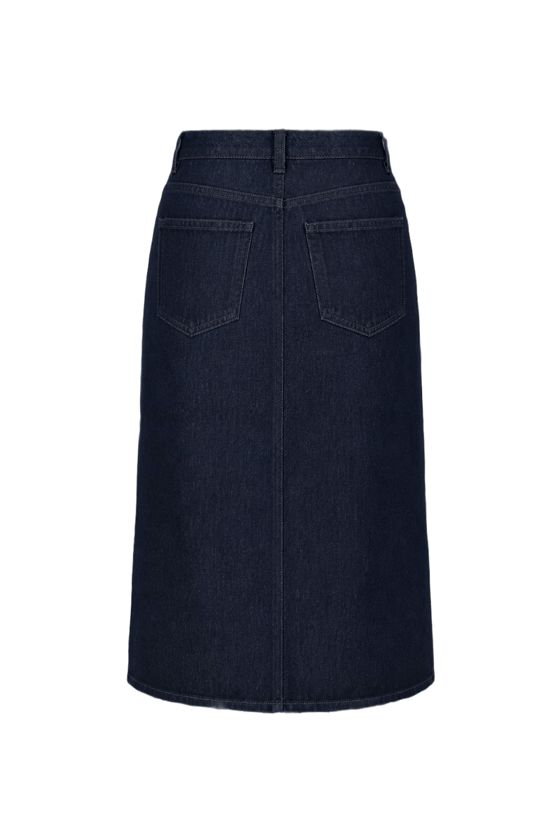 1980s Dark Blue Denim Skirt - Back View