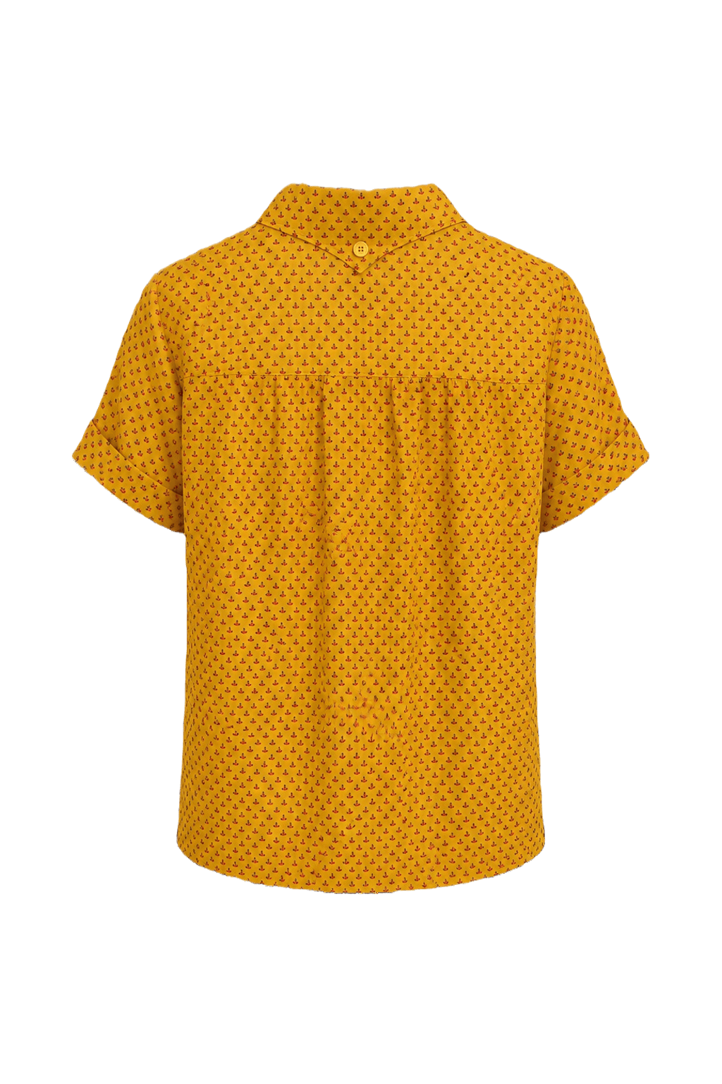 1990s Yellow Cotton Blend Blouse - Back View