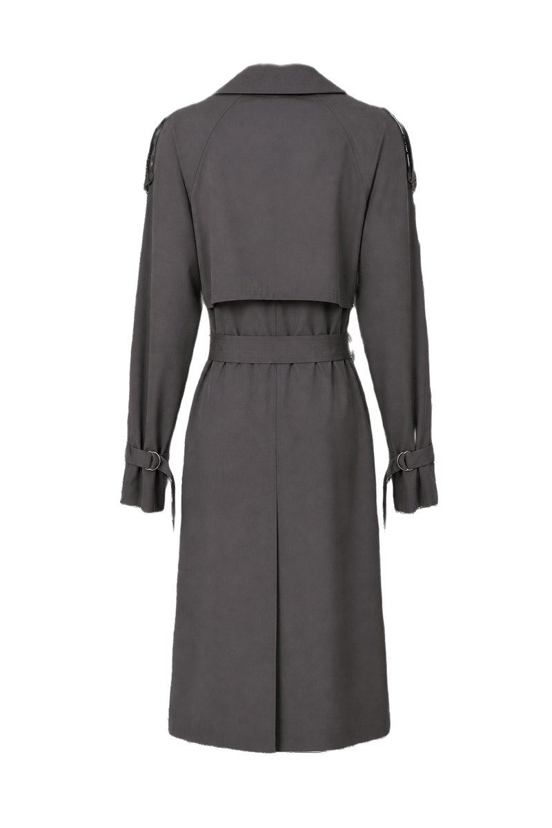 1980s Gray Cotton Blend Trench Coat - Back View