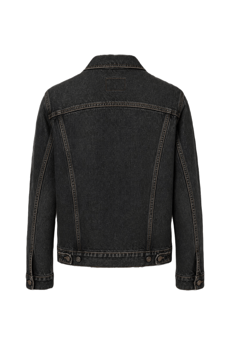 1990s Black Denim Denim Jacket - Back View