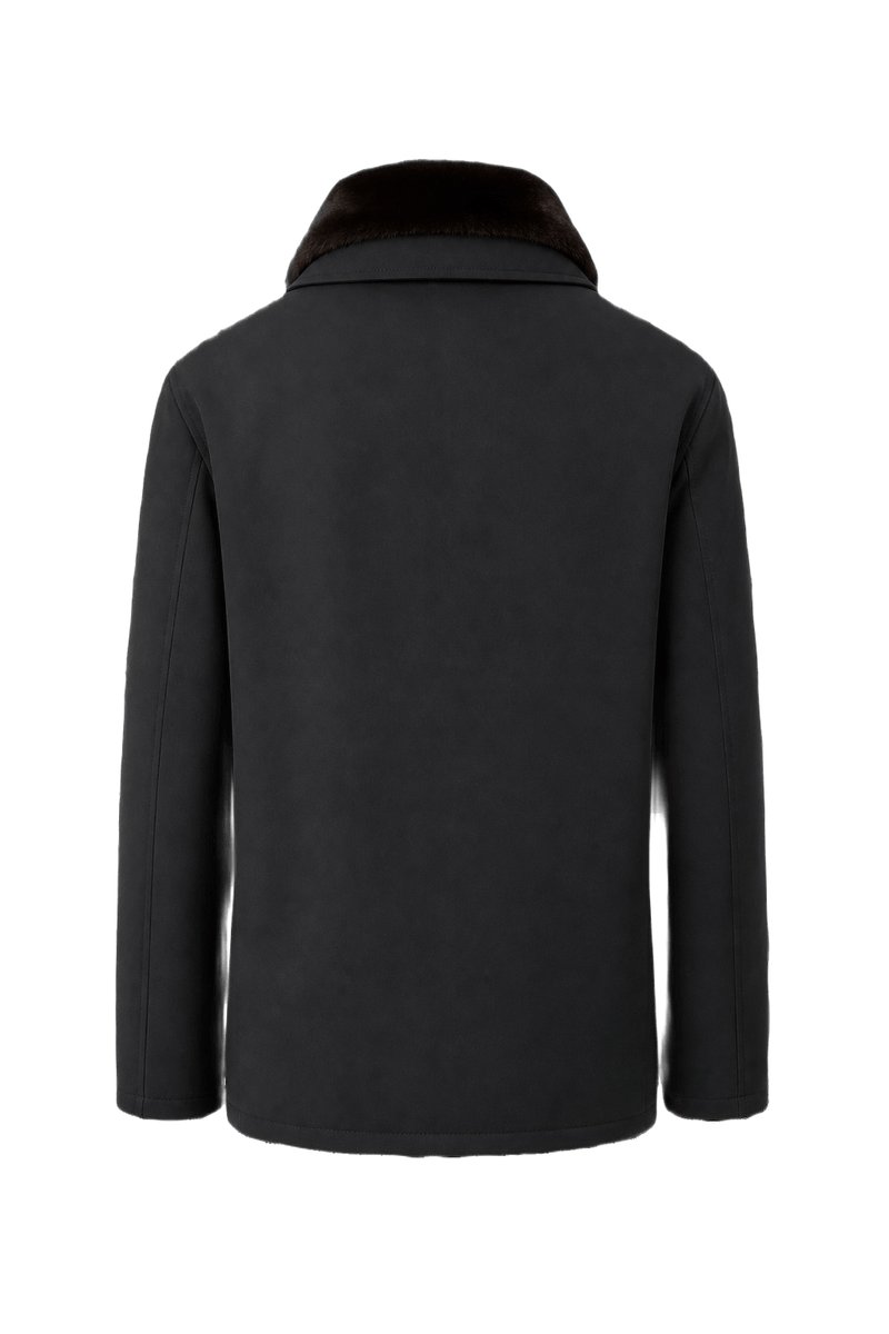 1980s Black Cotton Blend Jacket - Back View