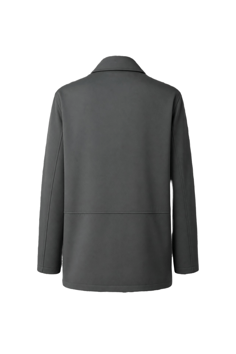 1980s Charcoal Grey Polyester Jacket - Back View
