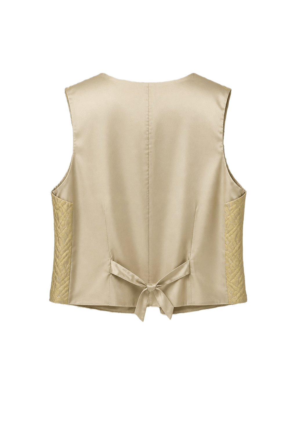 1970s Gold Satin Vest - Back View