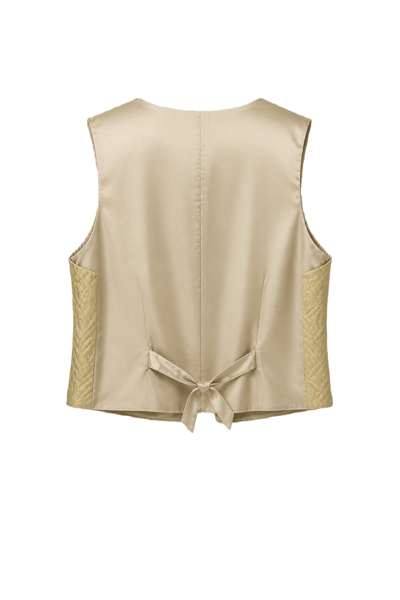 1970s Gold Satin Vest - Back View
