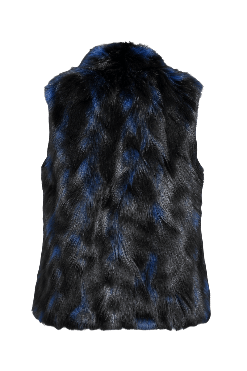 1990s Black Fur Vest - Back View
